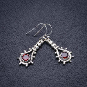 StarGems® Natural Garnet Handmade 925 Sterling Silver Earrings 1.5" D4020