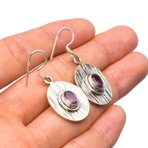 StarGems  Natural Amethyst Handmade Unique 925 Sterling Silver Earrings 1.5" X4803