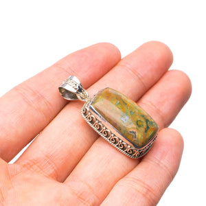 StarGems® Natural Ocean Jasper Handmade 925 Sterling Silver Pendant 1 1/2" T0662