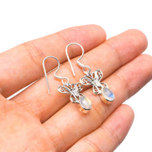 StarGems  Natural Rainbow Moonstone Handmade Unique Butterfly Shape 925 Sterling Silver Earrings 1.25" Y0728