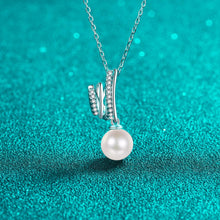 StarGems  8mm River Pearl Twisted 0.085cttw Moissanite 925 Silver Platinum Plated Necklace 40+5cm NX077