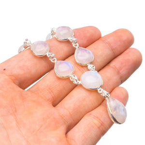 StarGems  Natural Rainbow Moonstone Handmade Unique 925 Sterling Silver Necklace 17.25+1" Y5457