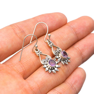 StarGems  Natural Amethyst Handmade Unique 925 Sterling Silver Earrings 1.25" X5020