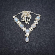 StarGems® Natural Rainbow Moonstone Handmade Boho 925 Sterling Silver Y-Shaped Necklace 18.75" S3423