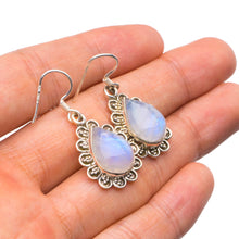 StarGems  Natural Rainbow Moonstone Handmade Unique 925 Sterling Silver Earrings 1.5" X4555