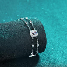 StarGems® Emerald Cut And Zircon 1ct Moissanite 925 Sterling Silver Platinum Plated Adjustable Bracelet For Women 16+5cm  BX011