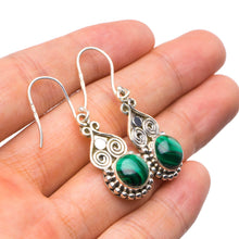 StarGems  Natural Malachite Handmade Unique 925 Sterling Silver Earrings 1.5" X4447