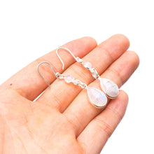 StarGems  Natural Rainbow Moonstone Handmade Unique 925 Sterling Silver Earrings 1.75" Y3032