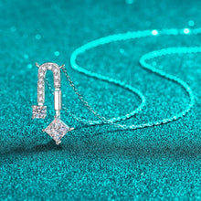 StarGems® Princess Cut Umbrella 1.3cttw Moissanite 925 Silver Platinum Plated Necklace 40+5cm NX043