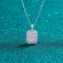 StarGems® Double-Layer Pink Radiant Cut 1ct Moissanite 925 Silver Platinum Plated Necklace 40+5cm NX094