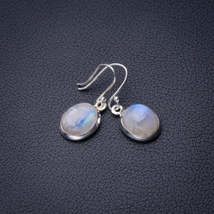 StarGems  Natural Rainbow Moonstone Handmade 925 Sterling Silver Earrings 1.25" D7383