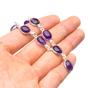 StarGems  Natural Amethyst Handmade Unique 925 Sterling Silver Necklace 17+0.75" Y5453