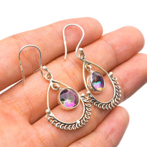 StarGems  Natural Rainbow Topaz Handmade Unique 925 Sterling Silver Earrings 1.75" X4113