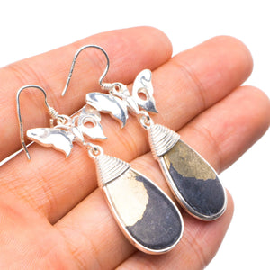 StarGems® Natural Apache Gold Stone Handmade Unique Butterfly Shape 925 Sterling Silver Earrings 2" X4694