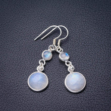 StarGems® Natural Rainbow Moonstone Handmade 925 Sterling Silver Earrings 1.5" D7288