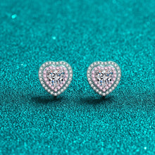 StarGems® Muti-Layer Pink Heart-Shape 0.5ct×2 Moissanite 925 Silver Platinum Plated Stud Earrings EX036