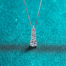 StarGems® Triple Four-Prong 1.8cttw Moissanite 925 Silver Platinum Plated Necklace 40+5cm NX129