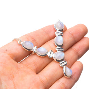 StarGems  Natural Rainbow Moonstone Handmade 925 Sterling Silver Y Necklace 18.75" T8557