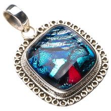 StarGems  Natural Rainbow Dichroic Glass Handmade 925 Sterling Silver Pendant 1.5" D9798