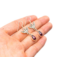 StarGems  Natural Amethyst Handmade Unique Half-Moon Shape 925 Sterling Silver Earrings 1.5" Y2697