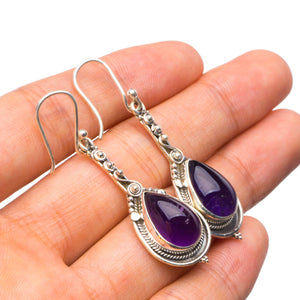 StarGems® Natural Amethyst Handmade Unique 925 Sterling Silver Earrings 2" X5004