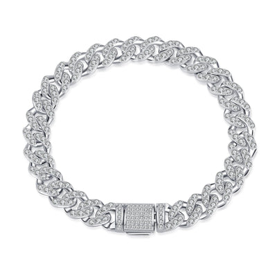 StarGems® Cuban Chain 4.31cttw Moissanite 925 Sterling Silver Platinum Plated Bracelet For Women 15.5cm  BX033