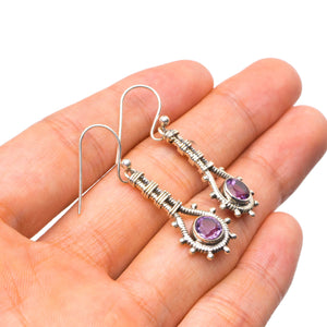 StarGems  Natural Amethyst Handmade Unique 925 Sterling Silver Earrings 1.5" Y0395