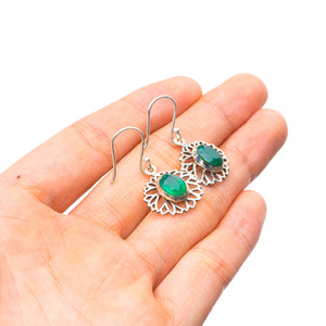 StarGems  Natural Chrysoprase Handmade Unique 925 Sterling Silver Earrings 1.25" Y3155