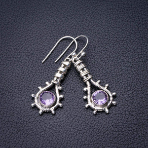 StarGems® Natural Amethyst Handmade 925 Sterling Silver Earrings 1.5" D7161