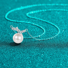 StarGems  8mm River Pearl Twisted 0.105cttw Moissanite 925 Silver Platinum Plated Necklace 40+5cm NX070