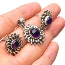 StarGems® Natural Amethyst Handmade 925 Sterling Silver Jewelry Set, Earrings Stud:3/4" Pendant:1 1/4" T8897