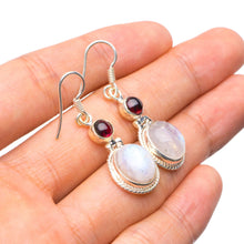 StarGems  Natural Rainbow Moonstone and Amethyst Handmade Unique 925 Sterling Silver Earrings 1.5" X4759