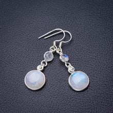 StarGems® Natural Rainbow Moonstone Handmade 925 Sterling Silver Earrings 1.75" D7293