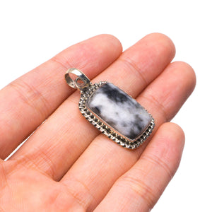 StarGems® Natural Pinolith Jasper Handmade Boho 925 Sterling Silver Pendant 1 1/2" T0034