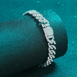 StarGems® Cuban Chain 4.31cttw Moissanite 925 Sterling Silver Platinum Plated Bracelet For Women 15.5cm  BX033