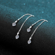 StarGems® Heart-Shape Tassel 0.5ct×2 Moissanite 925 Silver Platinum Plated Cuff Earrings EX087