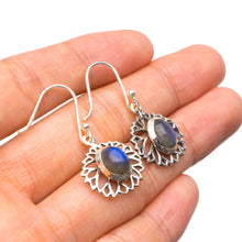 StarGems  Natural Blue Fire Labradorite Handmade Unique 925 Sterling Silver Earrings 1.25" X4959