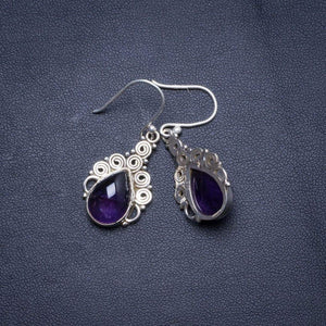 StarGems® Natural Amethyst Handmade Unique 925 Sterling Silver Earrings 1.5" X4586