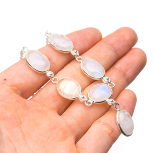 StarGems  Natural Rainbow Moonstone Handmade Unique 925 Sterling Silver Necklace17+1.5" Y5341