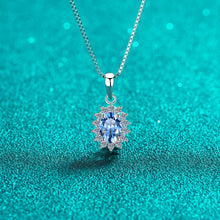 StarGems® Royal Blue Pigeon Egg 1ct Moissanite 925 Silver Platinum Plated Necklace 40+5cm NX003