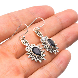 StarGems  Natural Black Onyx Handmade Unique 925 Sterling Silver Earrings 1.5" X4469