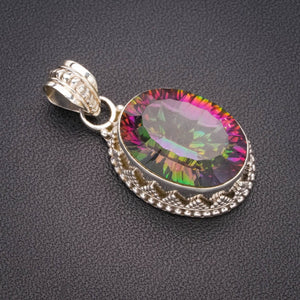 Natural Mystical Topaz Handmade Unique 925 Sterling Silver Pendant 1.25" B3120