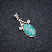 StarGems® Natural Amazonite and River Pearl Boho Style 925 Sterling Silver Pendant 2" S0304