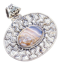 StarGems  Natural Crazy Lace Agate Handmade Unique 925 Sterling Silver Pendant 1 1/2" S0558