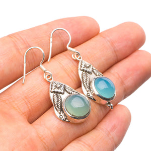 StarGems® Natural Chalcedony Handmade Unique 925 Sterling Silver Earrings 1.75" X4106