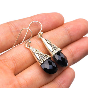 StarGems® Natural Black Onyx Handmade Unique 925 Sterling Silver Earrings 1.5" X5044