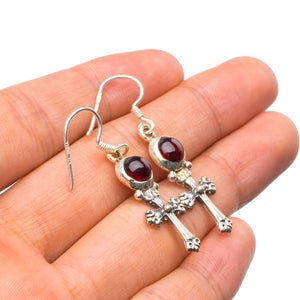 StarGems® Natural Amethyst Handmade Unique Cross Shape 925 Sterling Silver Earrings 1.5" X4657