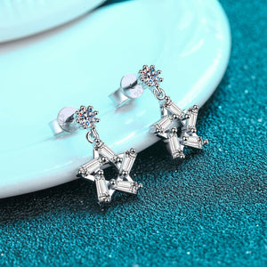 StarGems® Stars 0.1cttw Moissanite 925 Silver Platinum Plated Stud Earrings EX016