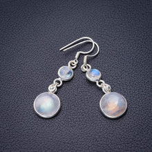 StarGems  Natural Rainbow Moonstone Handmade 925 Sterling Silver Earrings 1.75" D6579