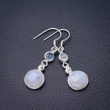 StarGems  Natural Rainbow Moonstone Handmade 925 Sterling Silver Earrings 1.75" D7284